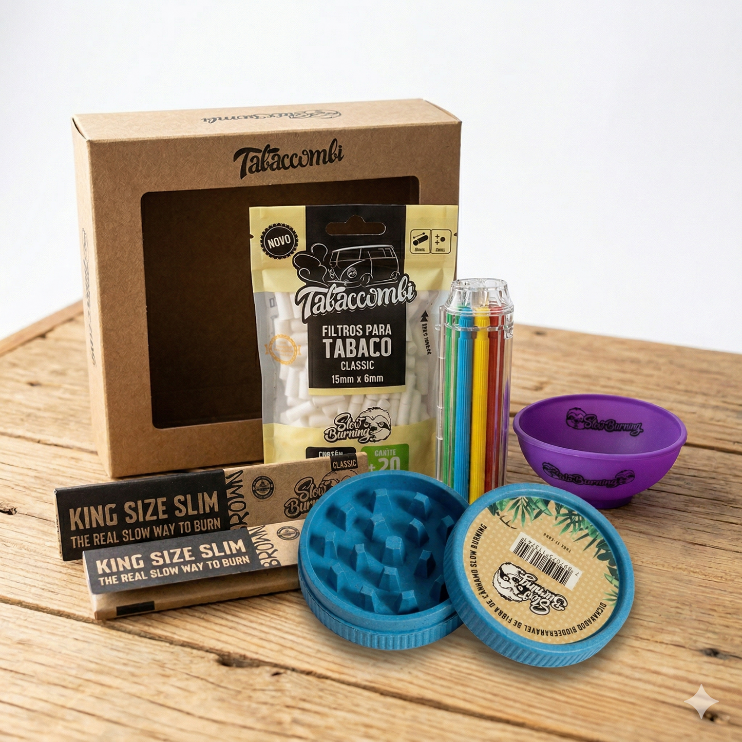 Kit Triturador + Bolador Slow Pro Roll Ganhe: Piteira + Seda + Filtro